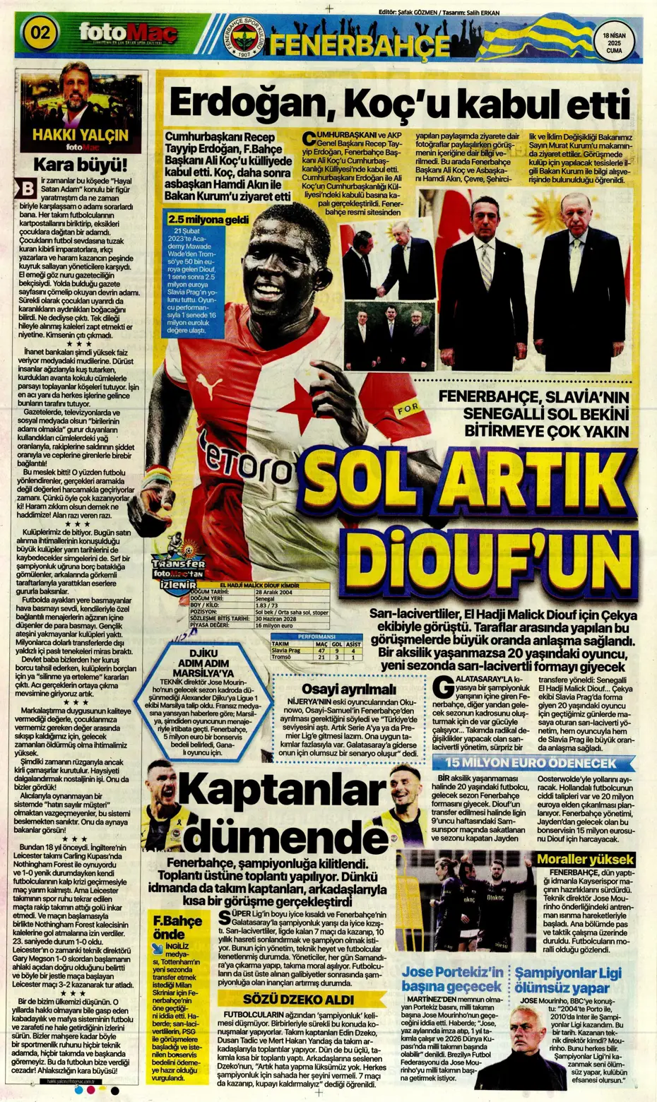"Fenerbahçe'de sol artık Diouf'un" | Sporun manşetleri - 9