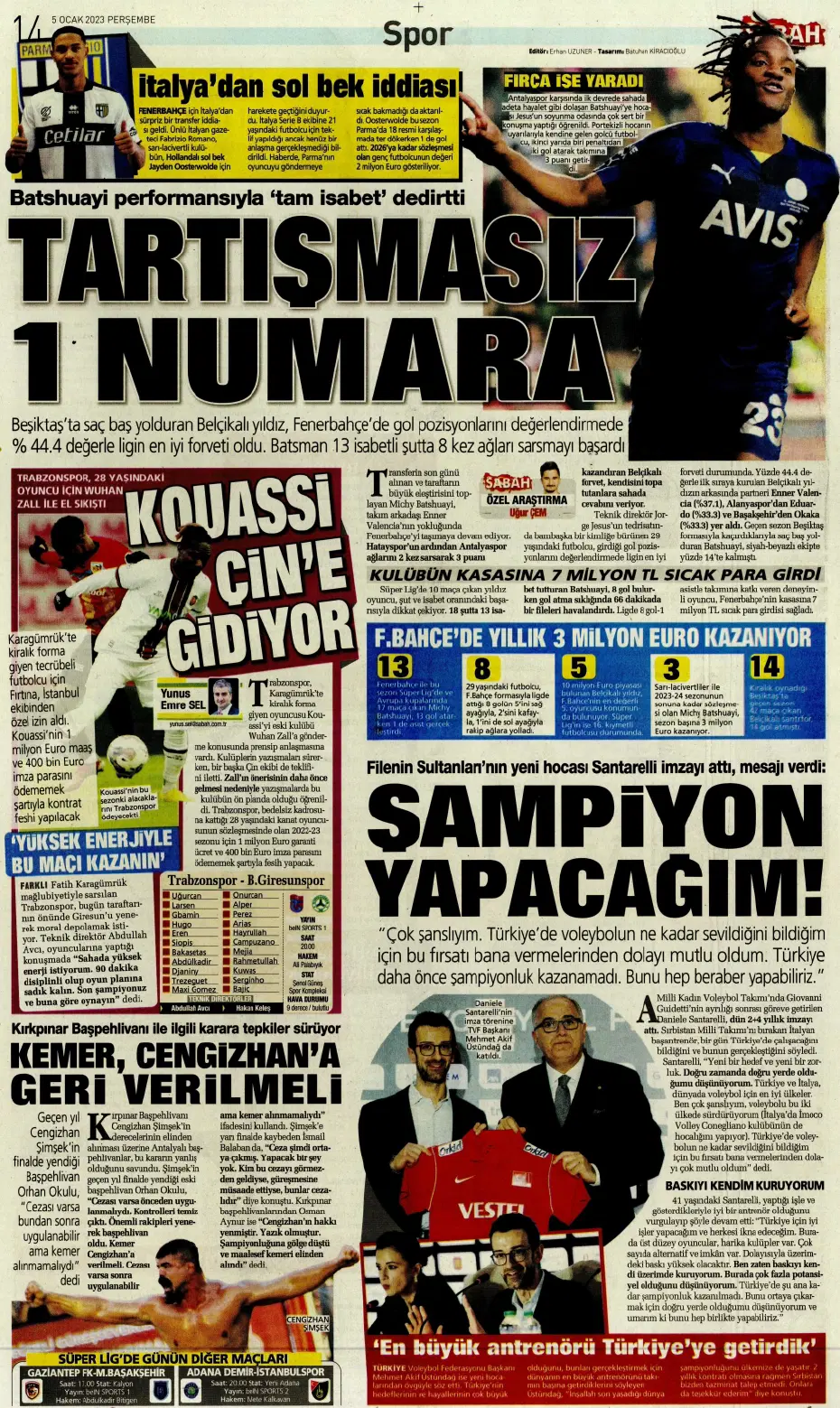 Sporun Manşetleri (5 Ocak 2023) - 22