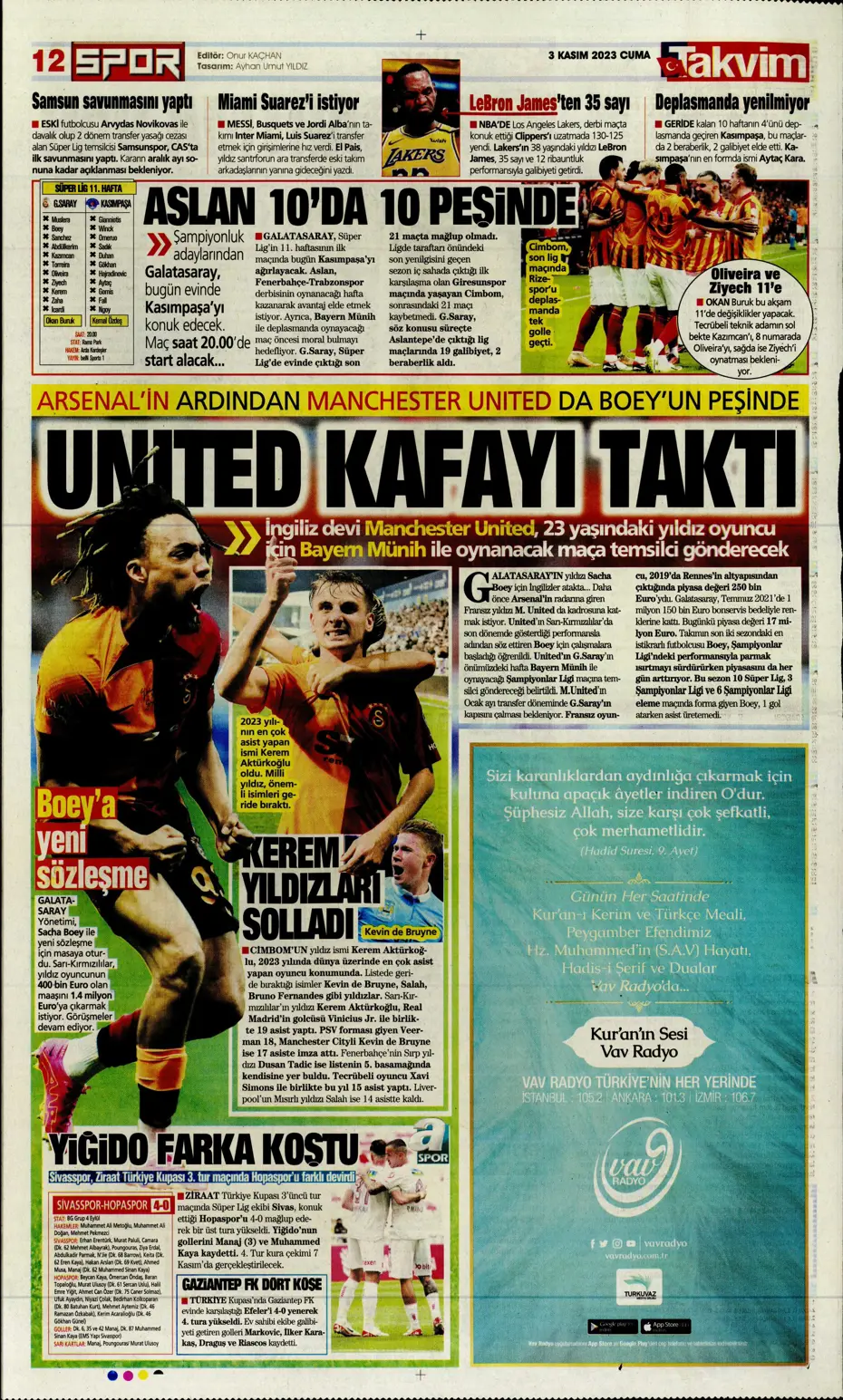 "Chelsea'nin sol beki Aslan'a" | Sporun manşetleri (3 Kasım 2023) - 20