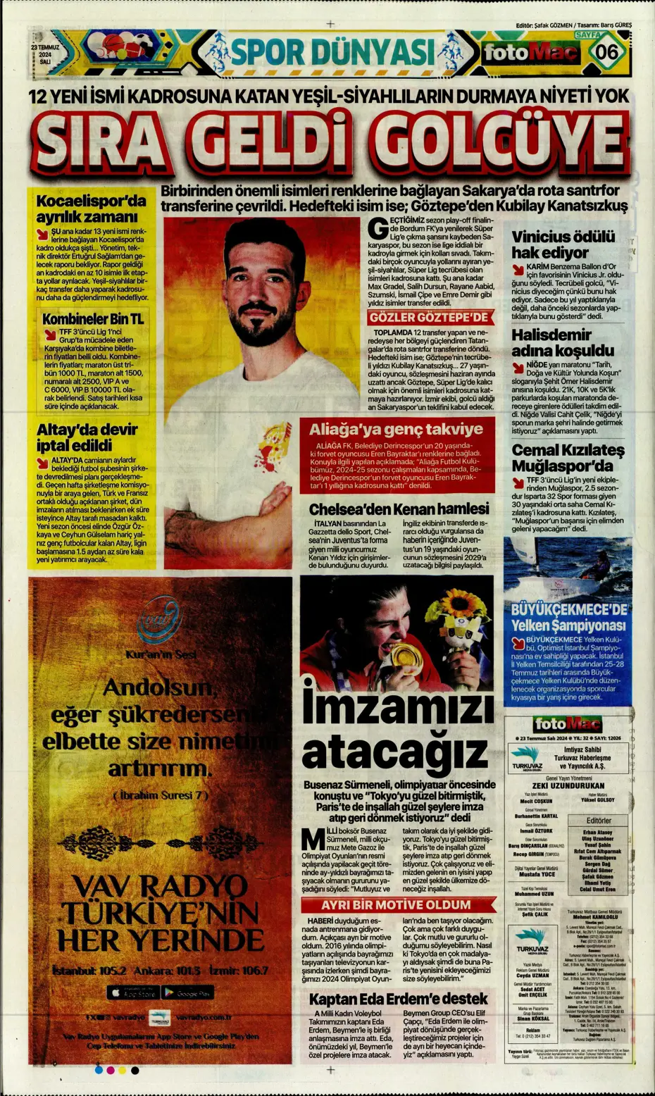 "Fenerbahçe'nin zamanı geldi" | Sporun manşetleri (23 Temmuz 2024) - 18 "Fenerbahçe'nin zamanı geldi" | Sporun manşetleri (23 Temmuz 2024) - 18