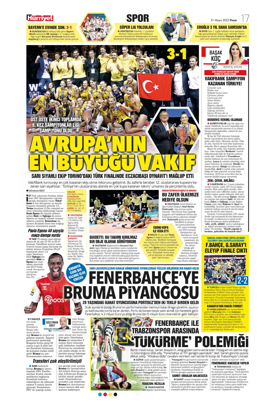 "Mauro Icardi ile 23. şampiyonluğa" Günün spor manşetleri (21 Mayıs 2023) - 10 "Mauro Icardi ile 23. şampiyonluğa" Günün spor manşetleri (21 Mayıs 2023) - 10