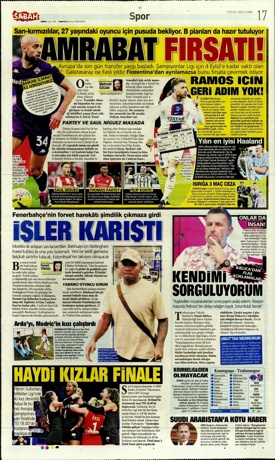 "Sergio Ramos'a '2 Eylül'e kadar cevabını ver' resti" | Sporun manşetleri (1 Eylül 2023) - 28 "Sergio Ramos'a '2 Eylül'e kadar cevabını ver' resti" | Sporun manşetleri (1 Eylül 2023) - 28