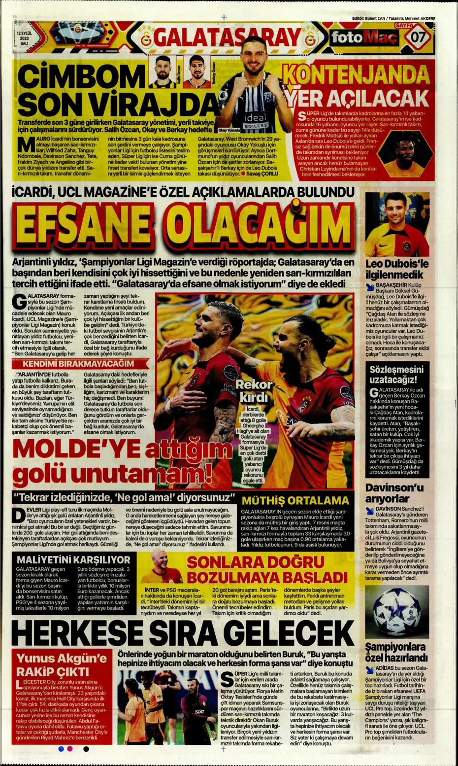 "Kartal'da Lingard sürprizi" | Sporun manşetleri (12 Eylül 2023) - 16