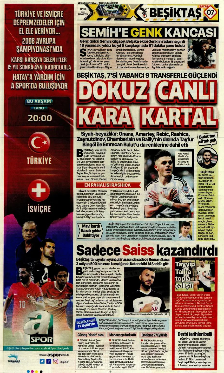 "Kuntz'un eseri" | Sporun manşetleri (9 Eylül 2023) - 16