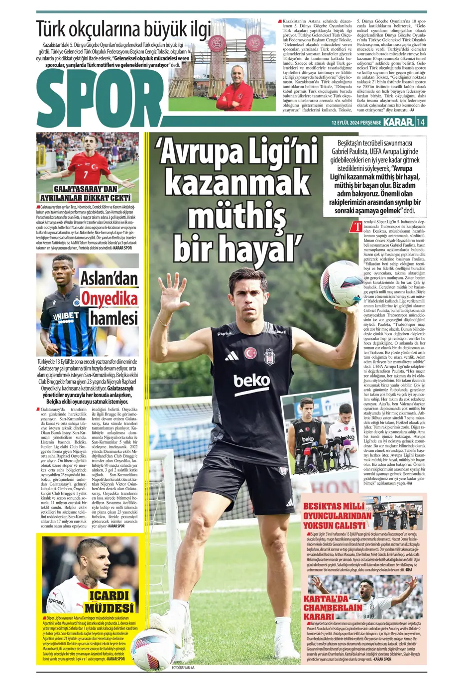 "12 milyon Euro'ya Cim Bom'da" | Sporun manşetleri (12 Eylül 2024) - 19 "12 milyon Euro'ya Cim Bom'da" | Sporun manşetleri (12 Eylül 2024) - 19