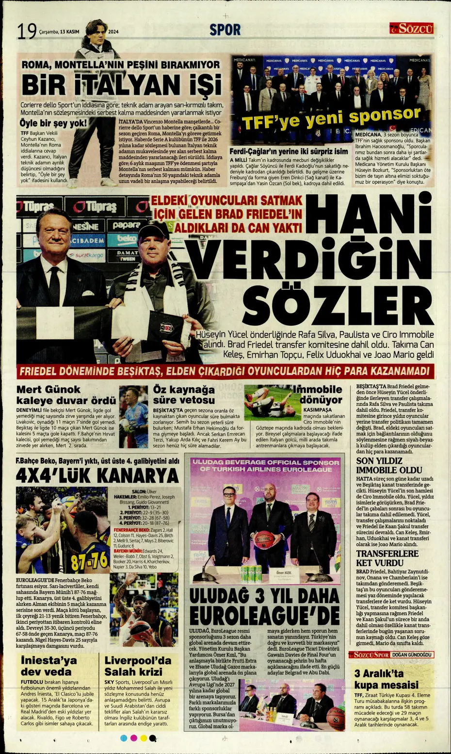 "Mario Branco'dan Fenerbahçe'ye 3 yıldız" | Sporun manşetleri - 19