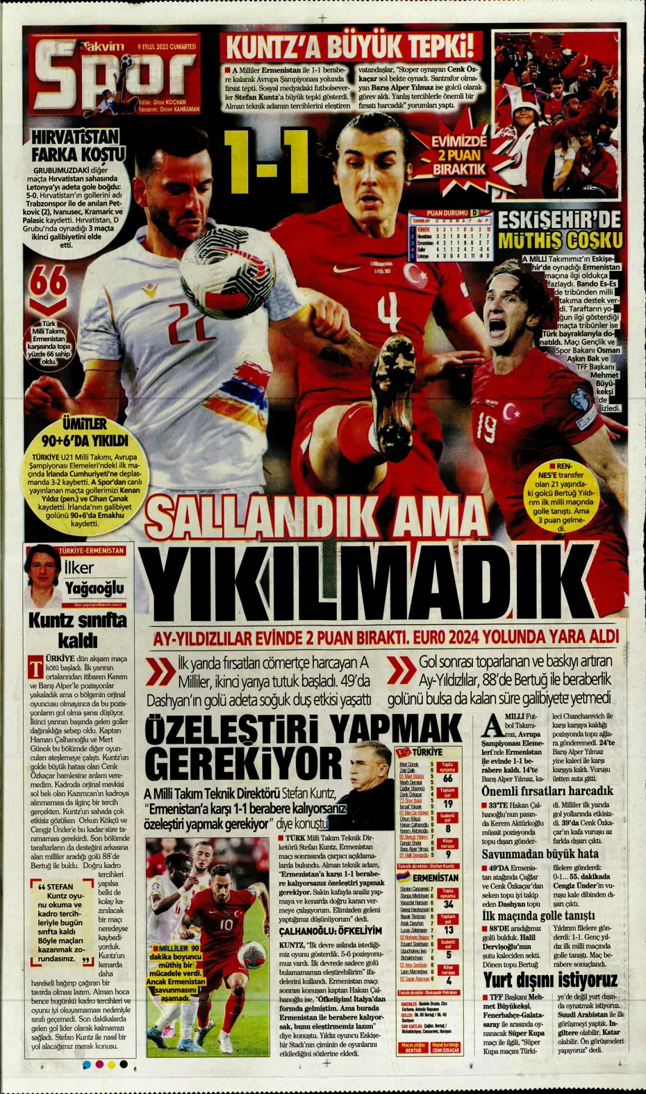 "Kuntz'un eseri" | Sporun manşetleri (9 Eylül 2023) - 35