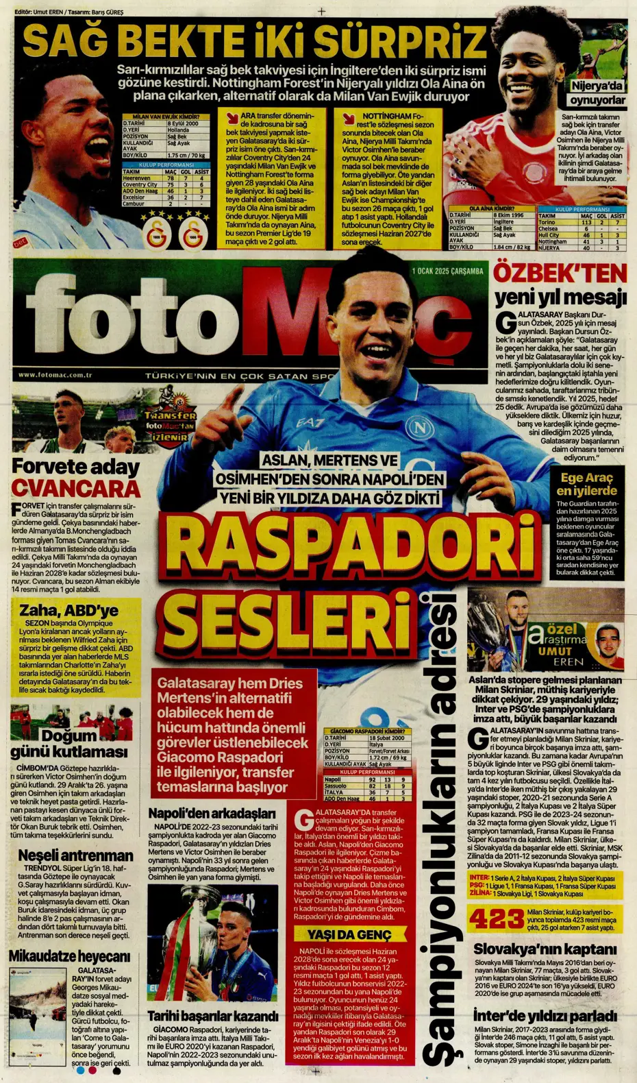 "Sergen Yalçın ve ekibi cumartesi başlıyor" | Sporun manşetleri (1 Ocak 2025) - 10