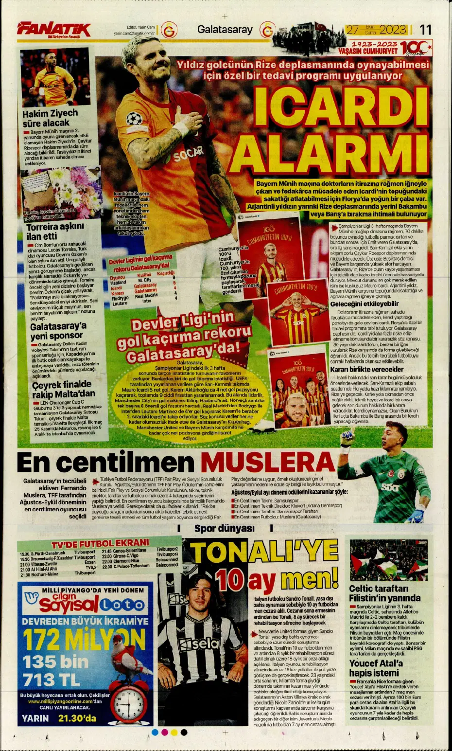 "Yüzyılın Fener'i" | Sporun manşetleri (27 Ekim 2023) - 5