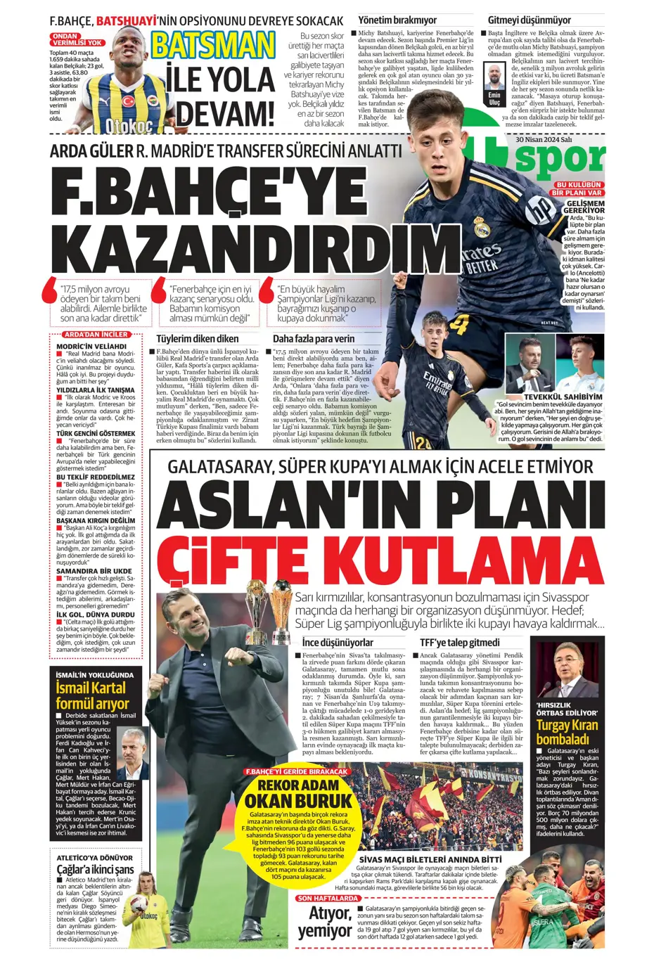 "Real'in golcüsü Aslan'a" | Sporun manşetleri (30 Nisan 2024) - 28