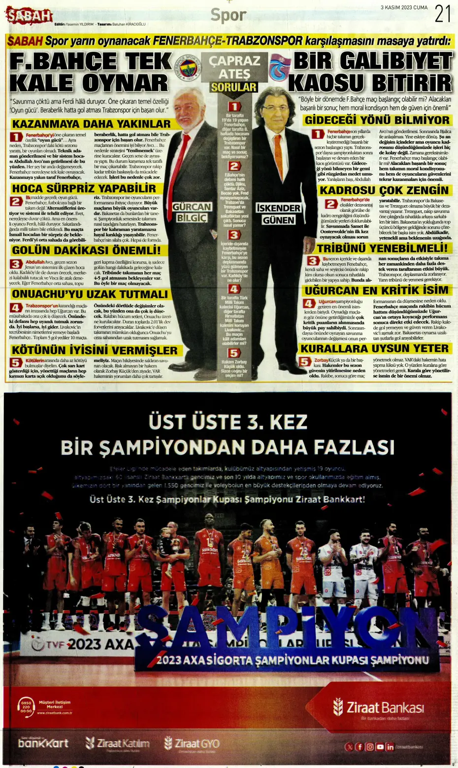 "Chelsea'nin sol beki Aslan'a" | Sporun manşetleri (3 Kasım 2023) - 17