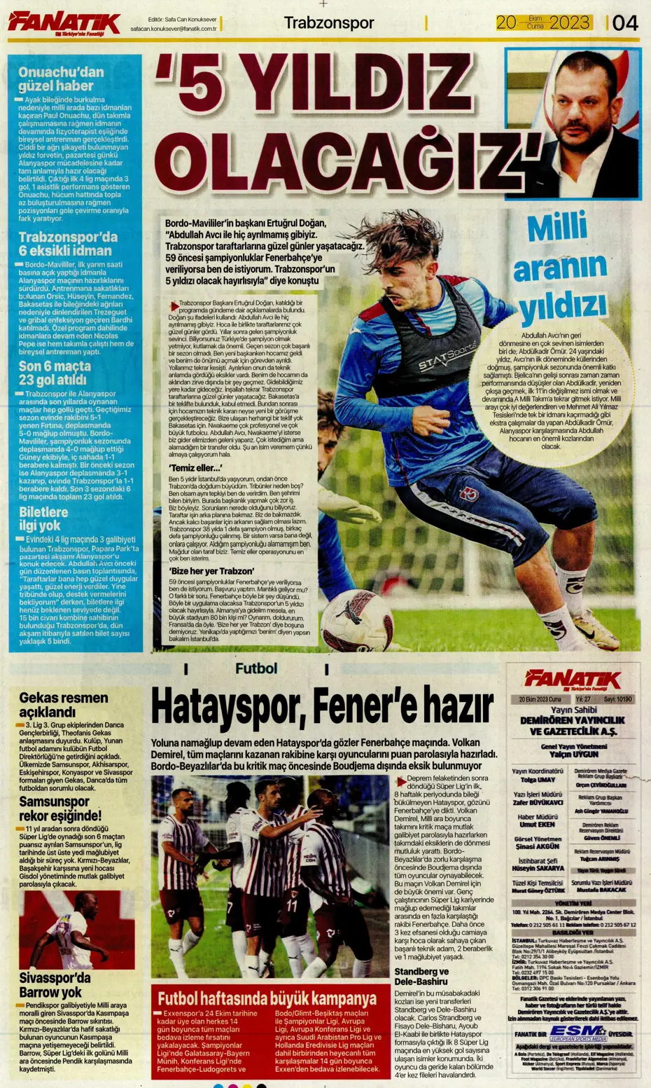 "Derbinin kilidini açacak anahtarlar" | Sporun manşetleri (20 Ekim 2023) - 7