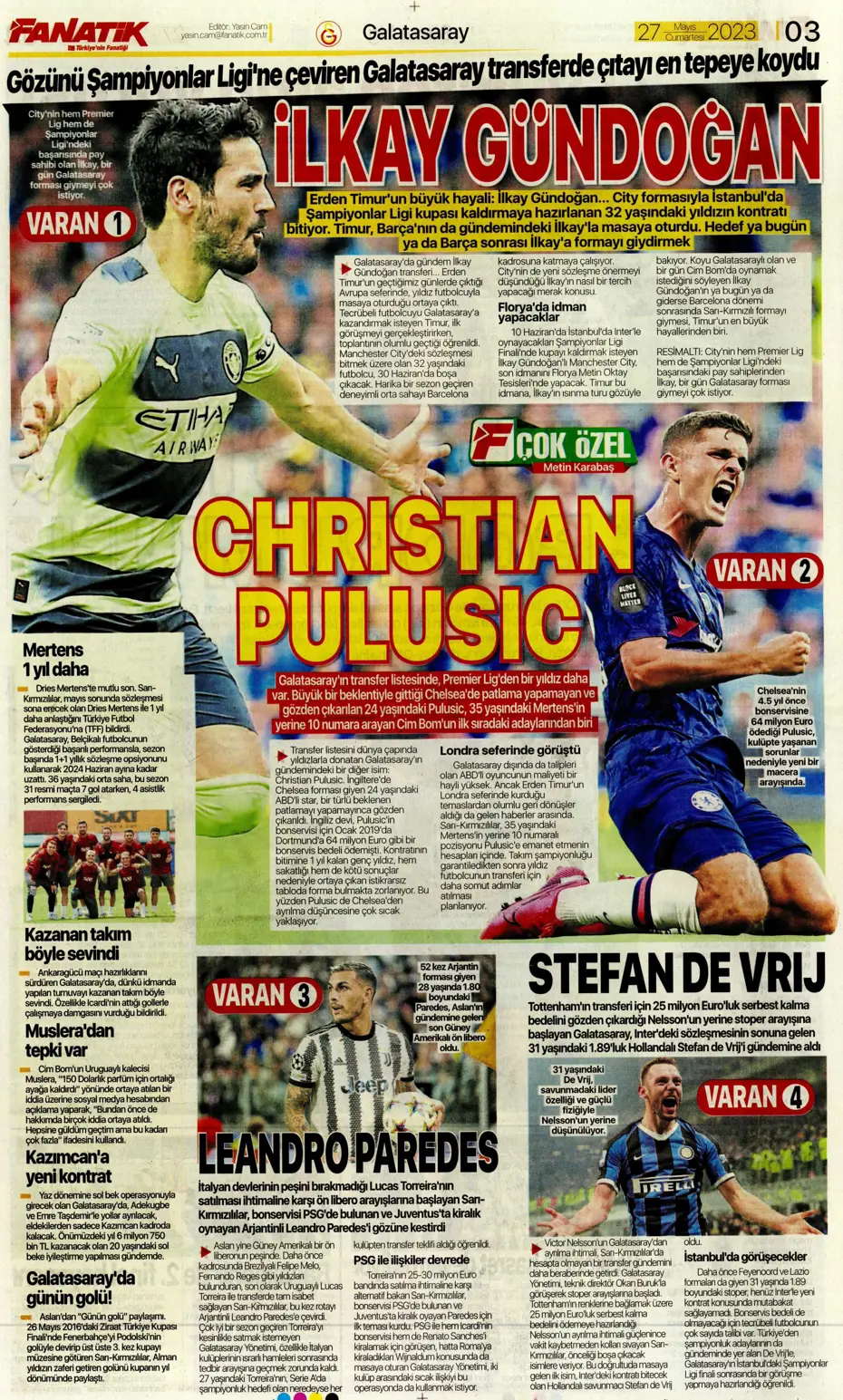 "4 geliyor, 3 gidiyor" | Sporun manşetleri (27 Mayıs 2023) - 4