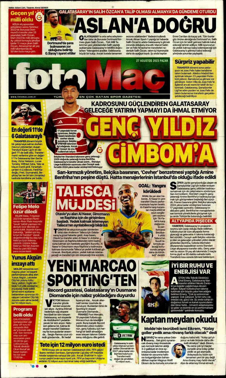 "Mertens sürprizi" | Sporun manşetleri (27 Ağustos 2023) - 11