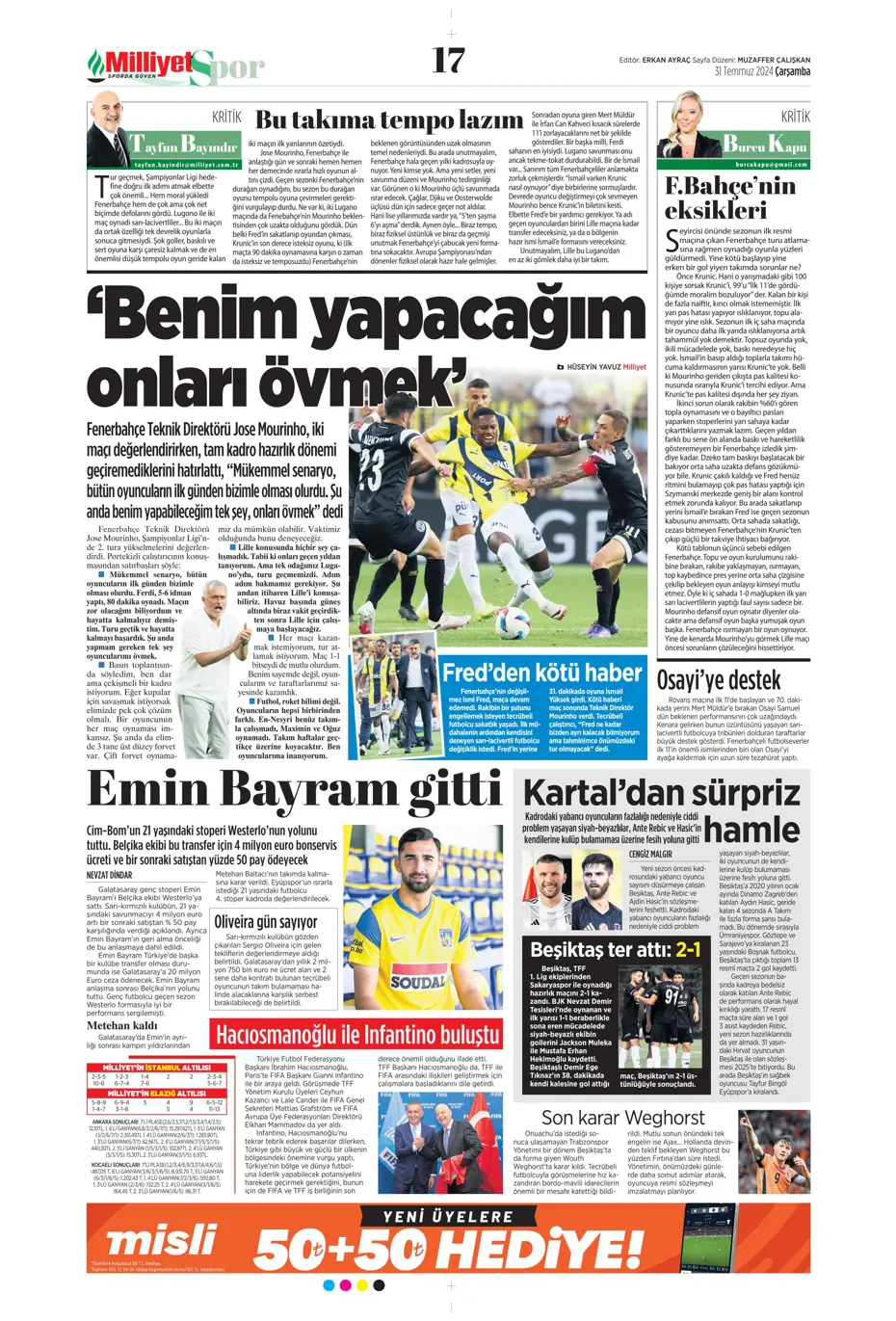 "Galatasaray'da orta sahada kriz var" | Sporun manşetleri - 21