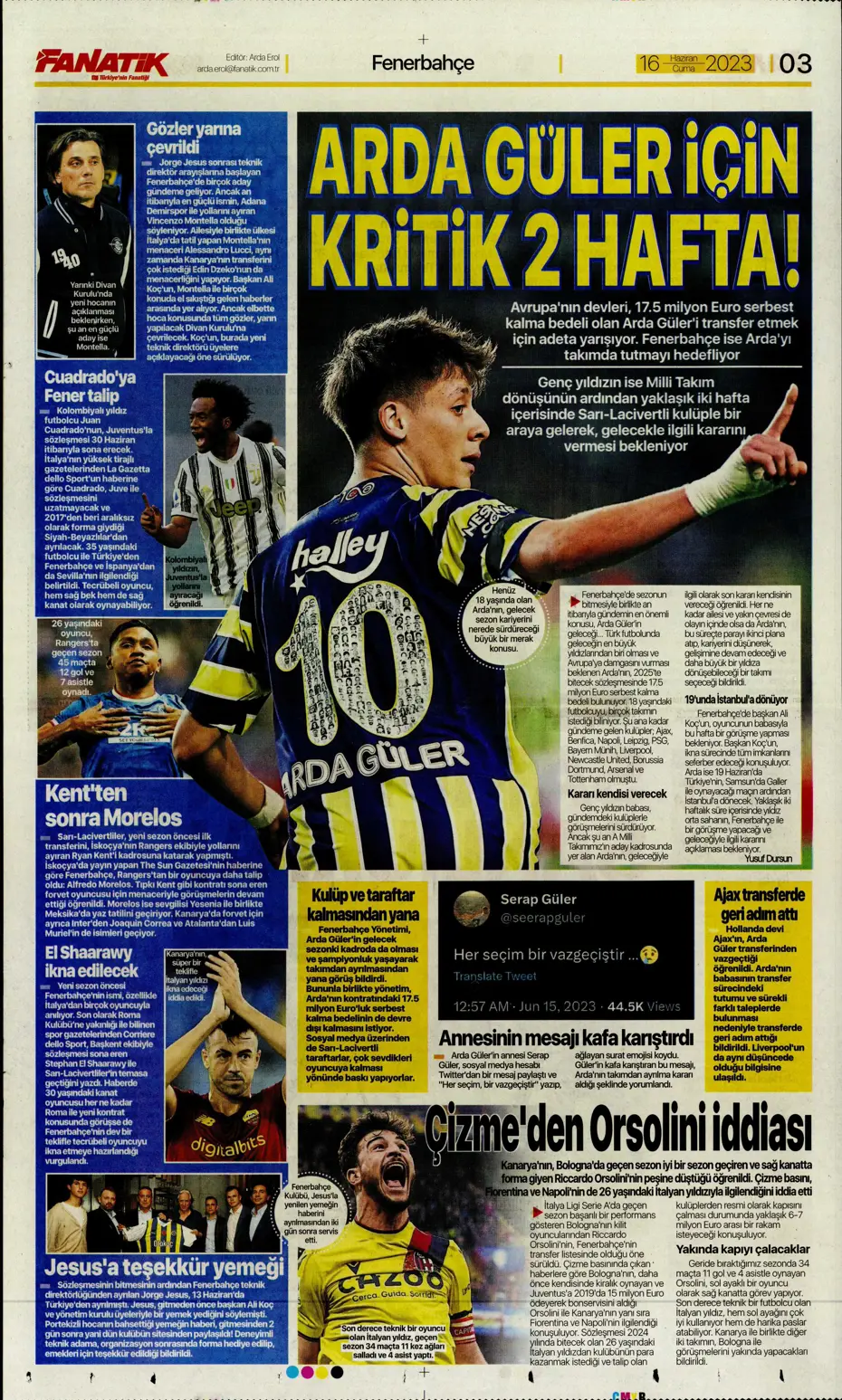 "Dzeko çok yakın" Sporun manşetleri (16 Haziran 2023) - 17 "Dzeko çok yakın" Sporun manşetleri (16 Haziran 2023) - 17