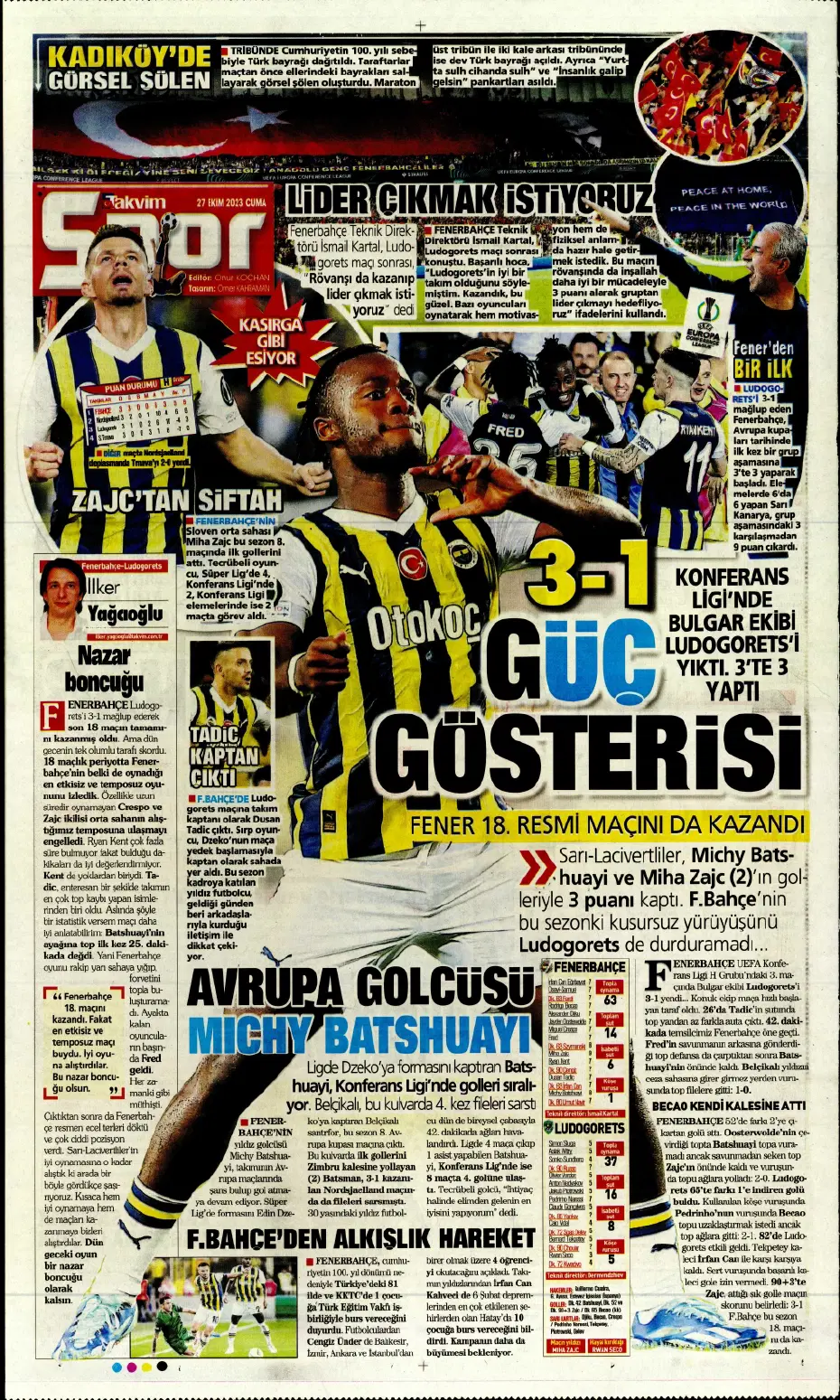 "Yüzyılın Fener'i" | Sporun manşetleri (27 Ekim 2023) - 25