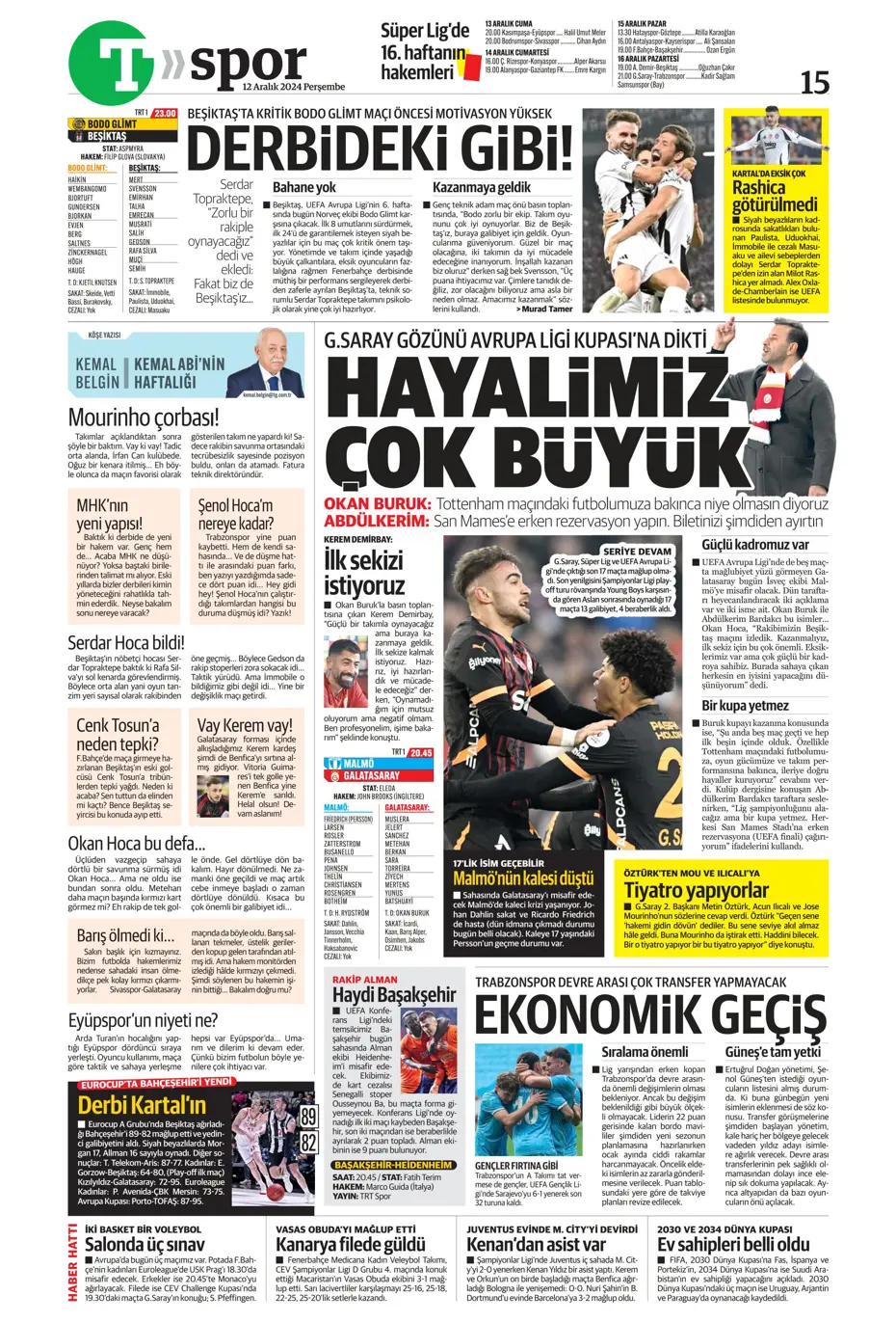 "Fenerbahçe'ye boğa darbesi" | Sporun manşetleri - 23