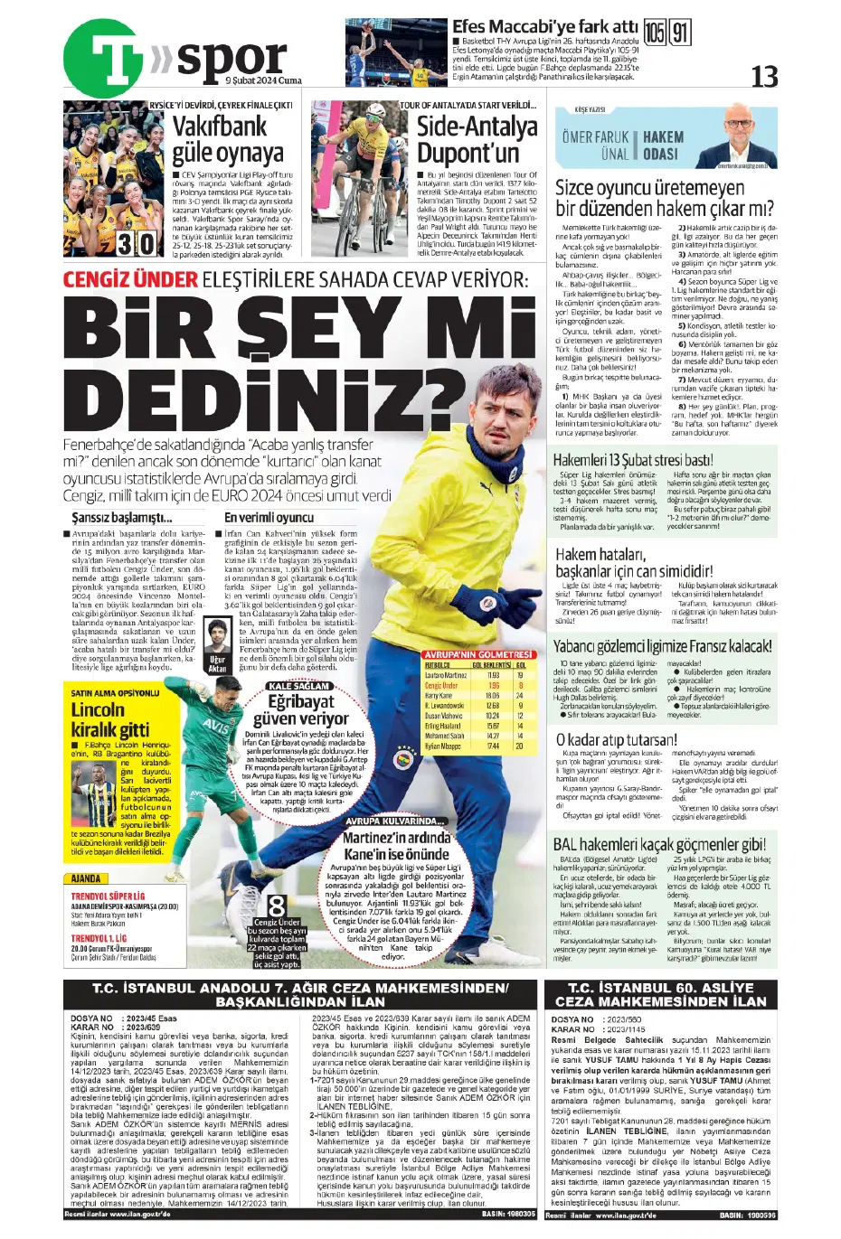 "Icardi &amp; Dzeko'yu geçti" | Sporun manşetleri (9 Şubat 2024) - 27