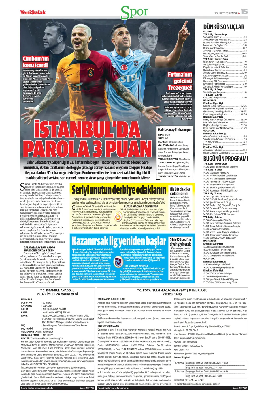 Sporun Manşetleri (5 Şubat 2023) - 48