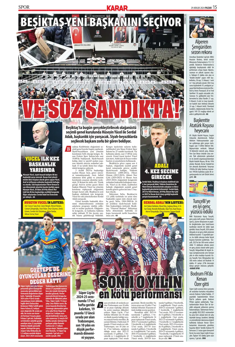 "Mikautadze'de sona doğru" | Sporun manşetleri (29 Aralık 2024) - 15