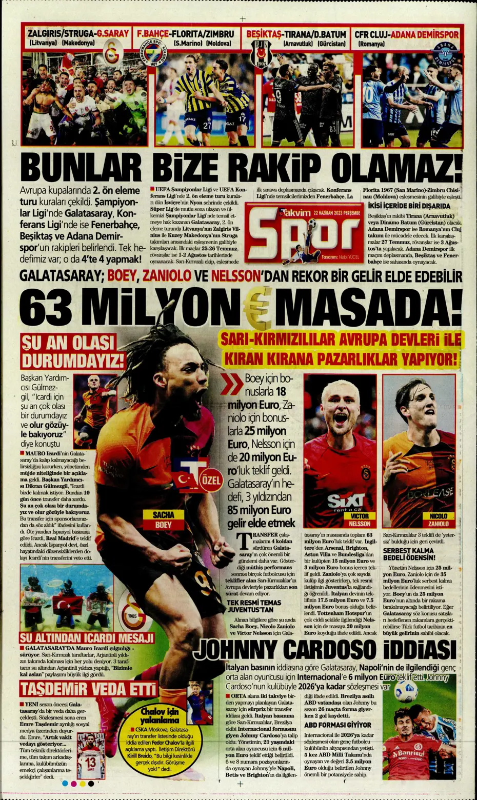 "Aslan'a süper golcü" | Sporun manşetleri (22 Haziran 2023) - 19