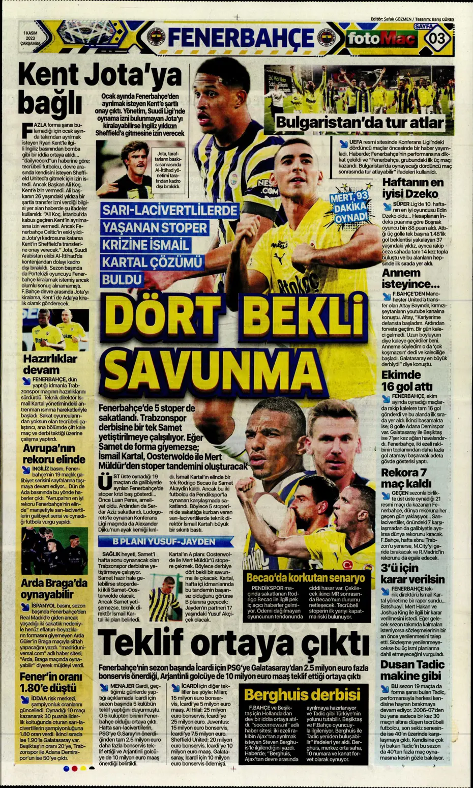 "Krunic Fenerbahçe'ye kaldı" | Sporun manşetleri (1 Kasım 2023) - 13