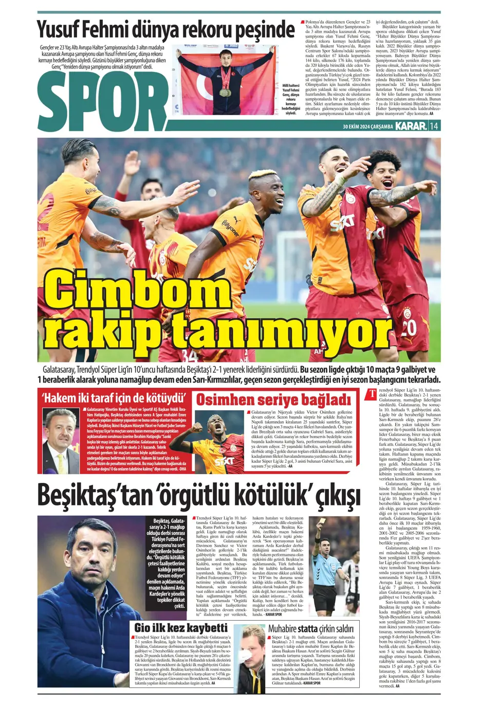 "Anderson Talisca atağı" | Sporun manşetleri - 20