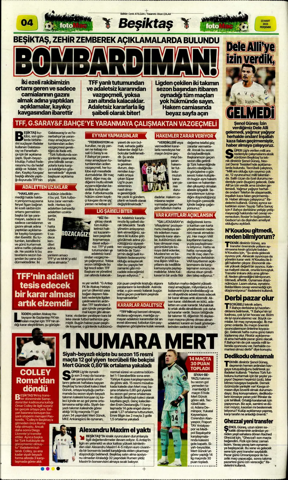 "Jesus'un derbi motivasyonu" - Gazete manşetleri (23 Mart 2023) - 15