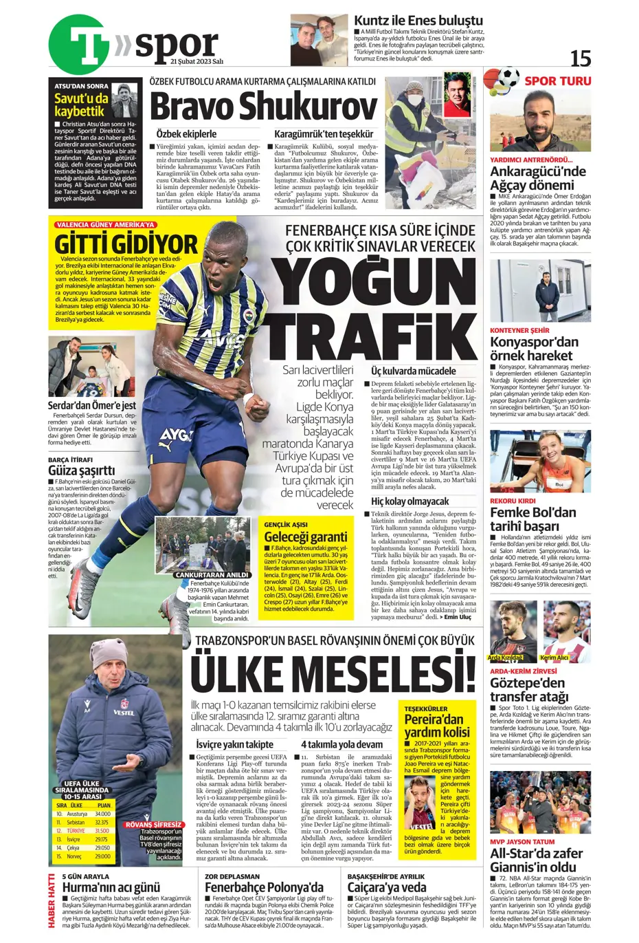 "Fener düğmeye bastı" - Gazete manşetleri (21 Şubat 2023) - 29