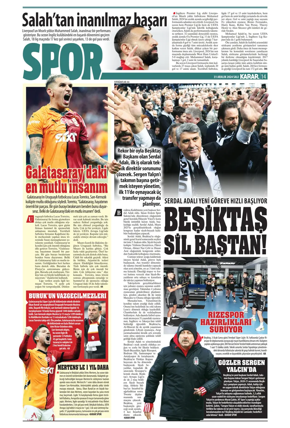 "Sergen Yalçın'la ilk görüşme" | Sporun manşetleri - 20