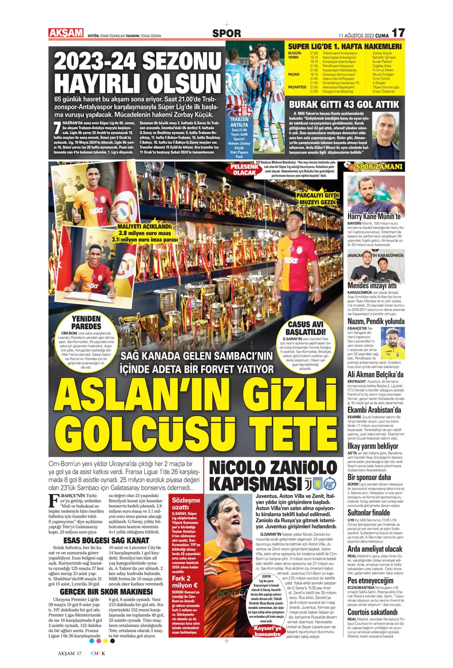 "Cengiz Ünder için yeni görüşme" | Sporun manşetleri (11 Ağustos 2023) - 2 "Cengiz Ünder için yeni görüşme" | Sporun manşetleri (11 Ağustos 2023) - 2