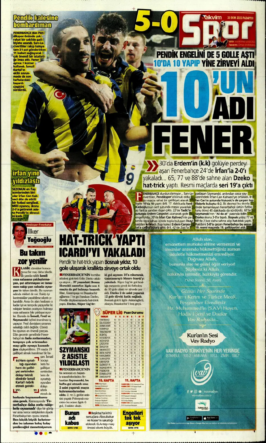 "Fenerbahçe kasırgası" | Sporun manşetleri (30 Ekim 2023) - 30