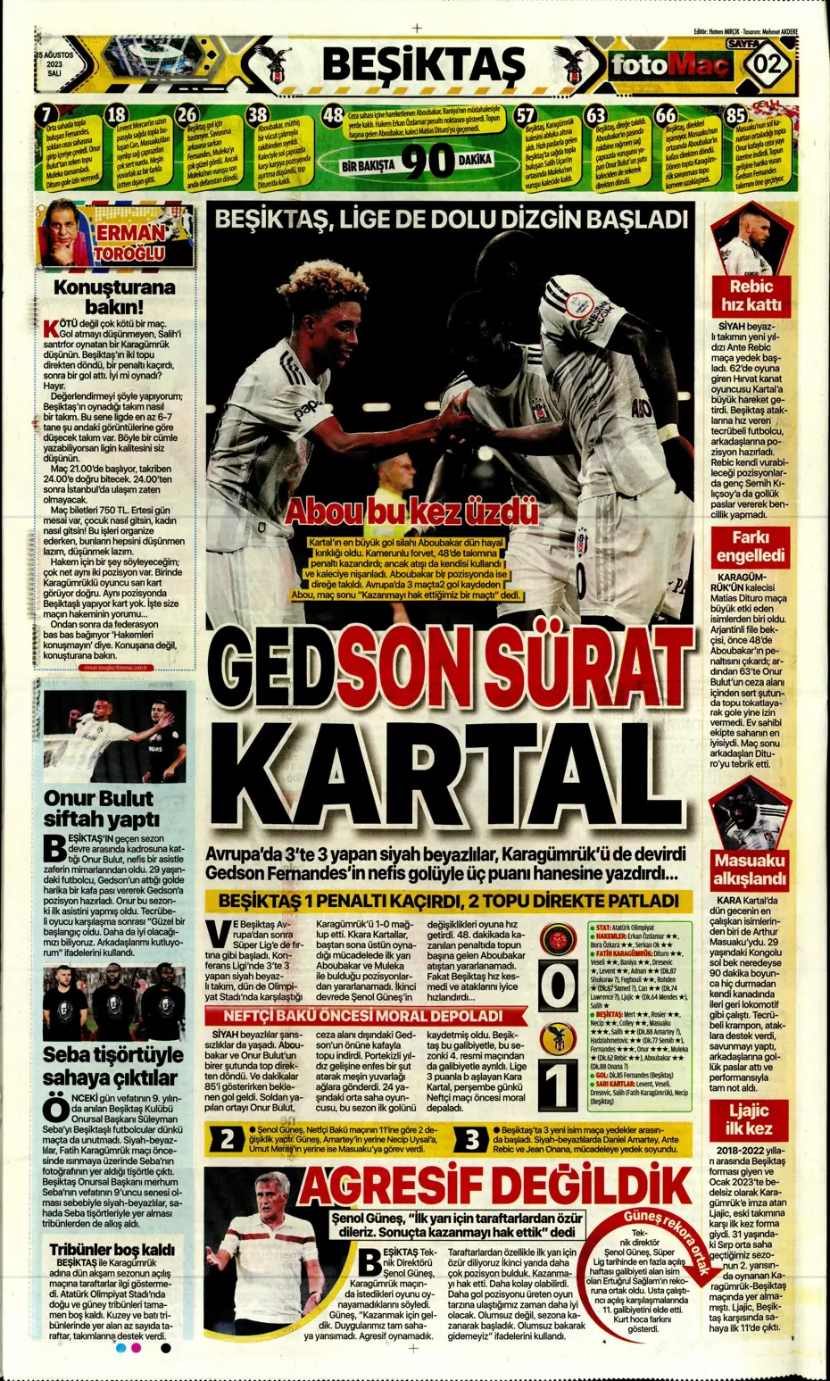 "Kartal'ı Gedson uçurdu" | Sporun Manşetleri - 12