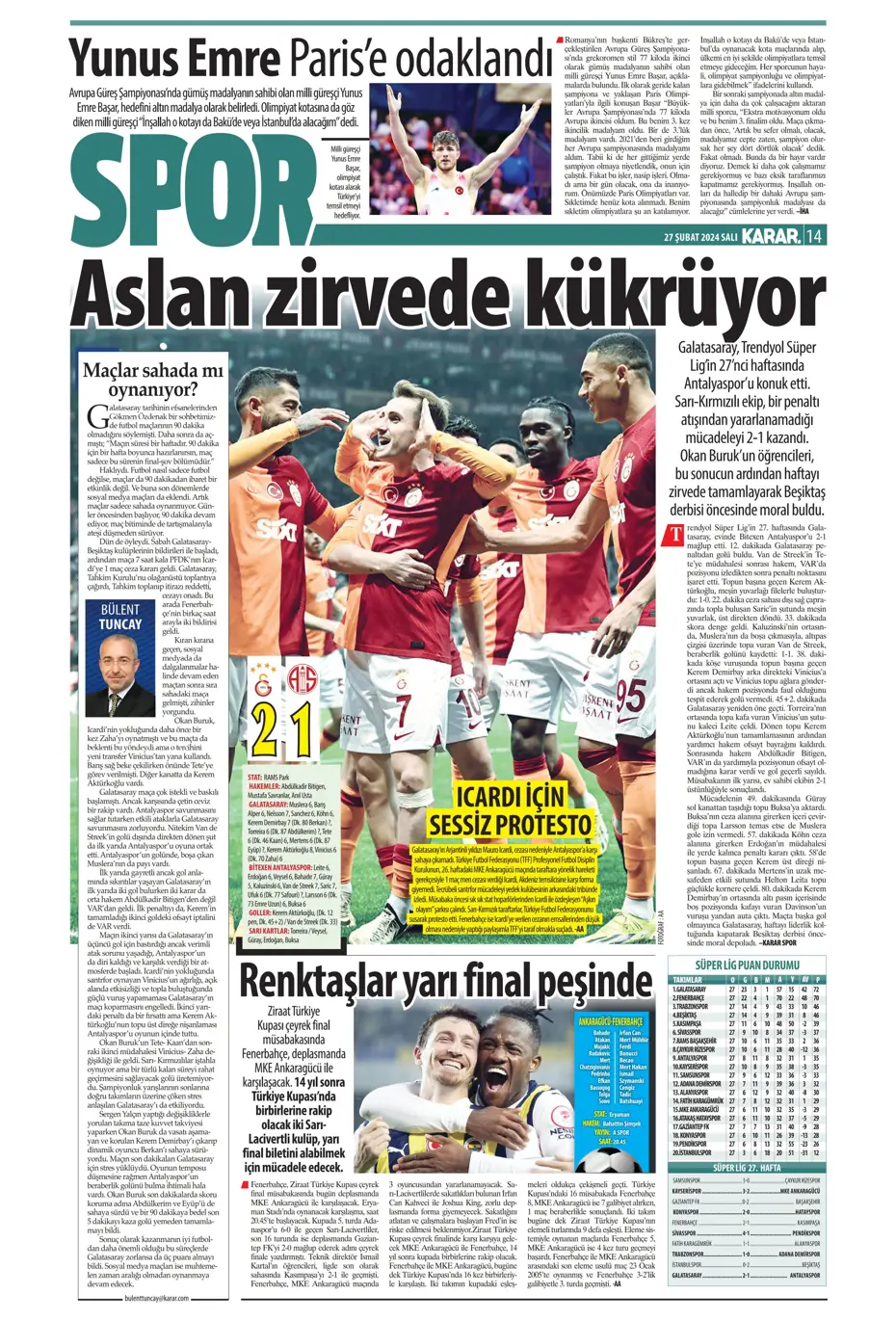 "Icardi'ye selam, zirvede devam" | Sporun manşetleri (27 Şubat 2024) - 23 "Icardi'ye selam, zirvede devam" | Sporun manşetleri (27 Şubat 2024) - 23