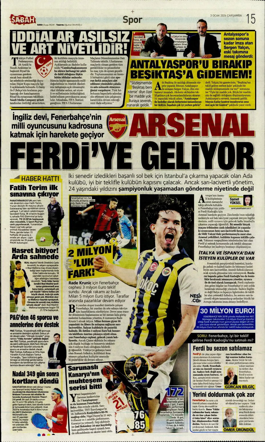 "Kartal'da Gabigol sürprizi" | Sporun manşetleri (3 Ocak 2024) - 24