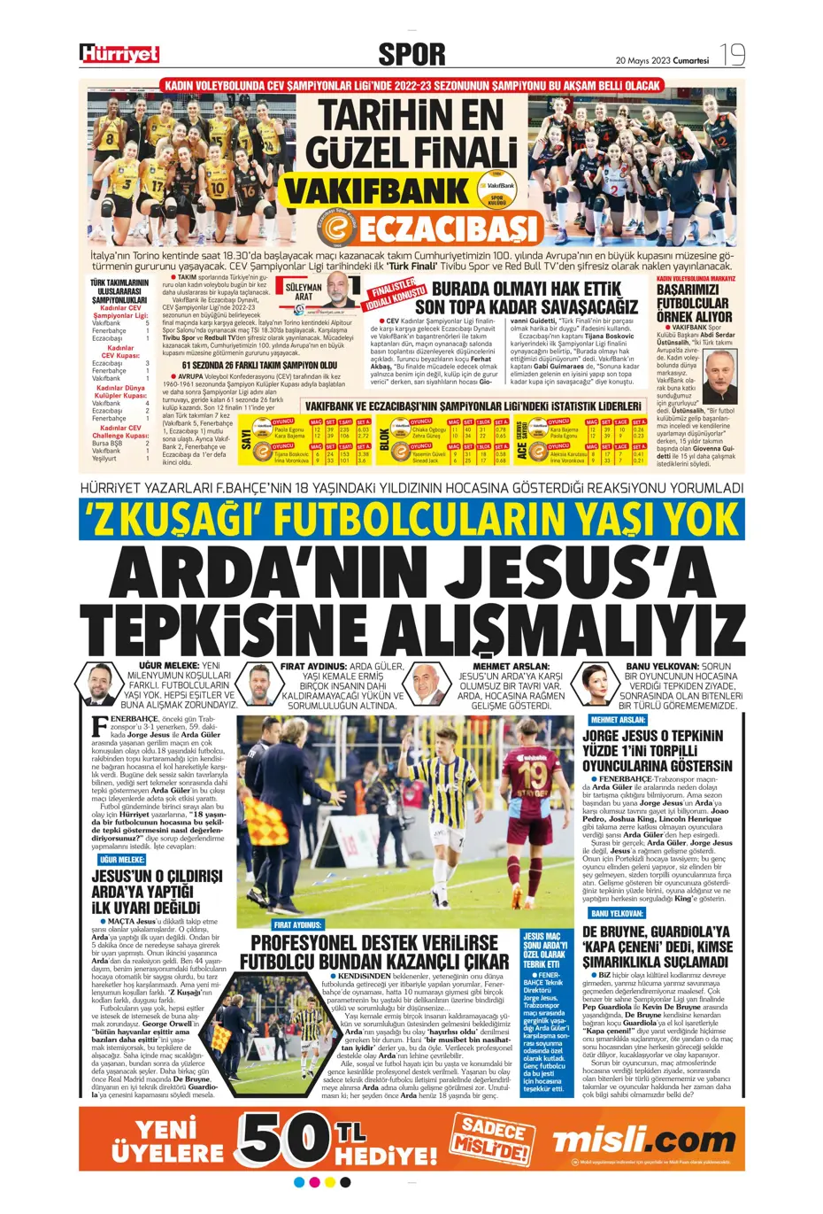 "Aslan'dan dev hamle" Günün spor manşetleri (20 Mayıs 2023) - 10