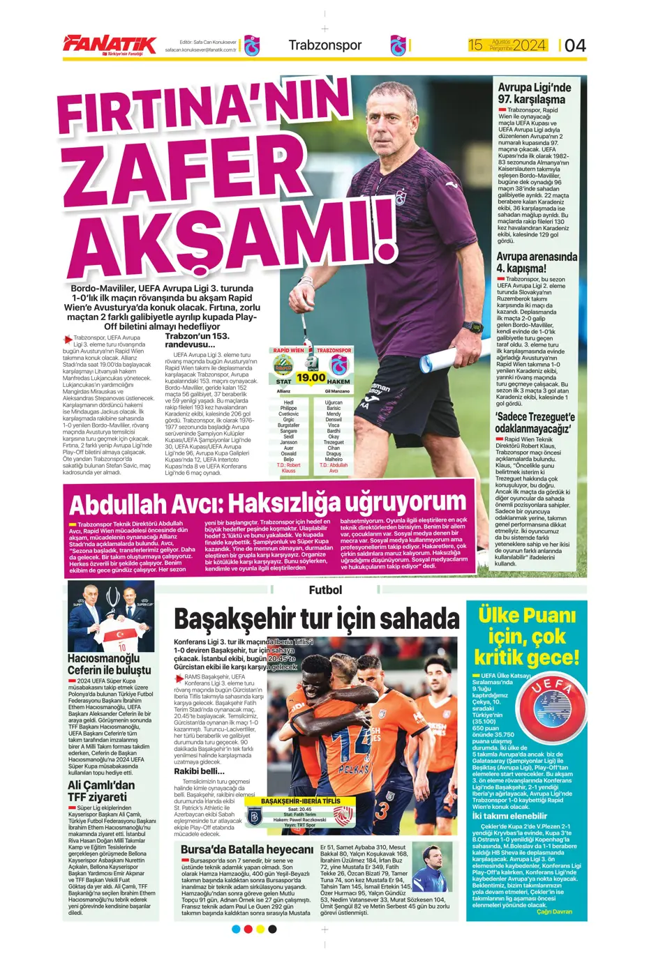 "Muci'yle yol ayrımı" | Sporun manşetleri (15 Ağustos 2024) - 7
