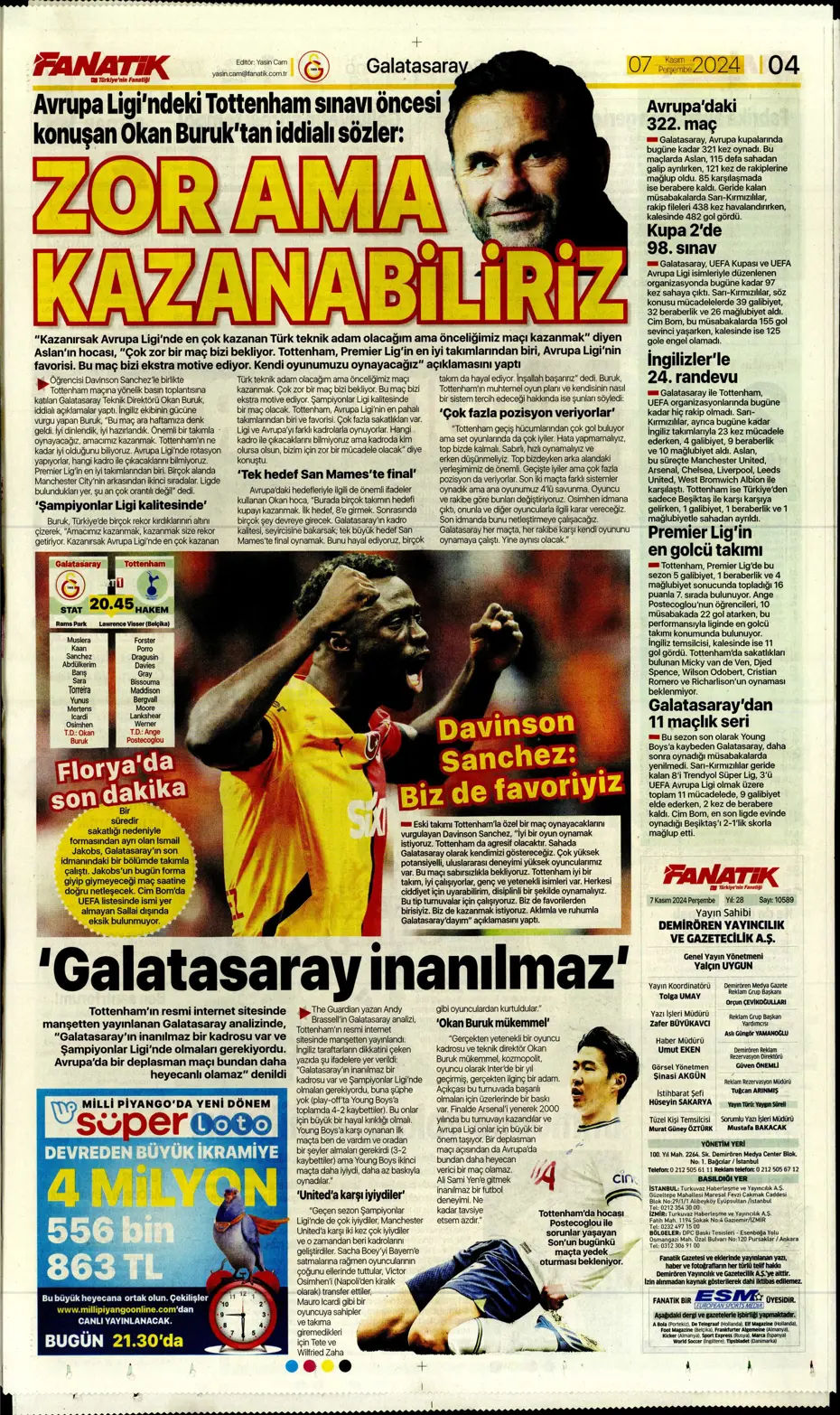 "Fenerbahçe'den Boca Juniors'a rest" | Sporun manşetleri (7 Kasım 2024) - 6