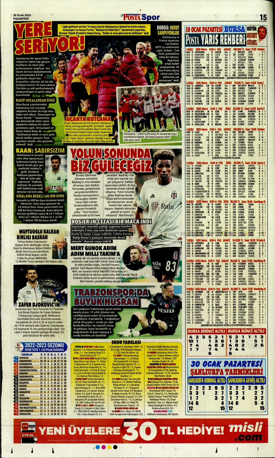 Sporun Manşetleri (30 Ocak 2023) - 30