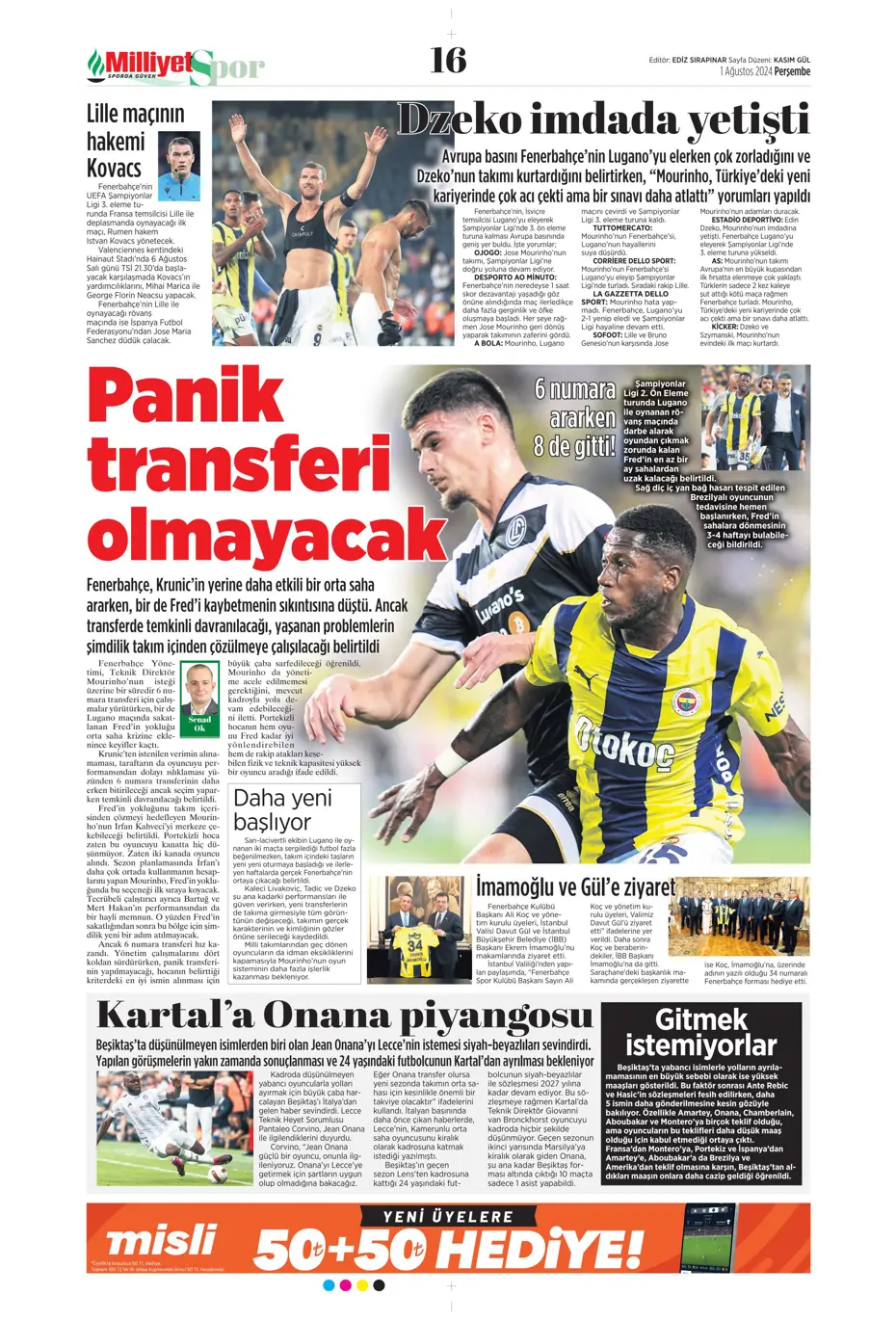 "McTominay Aslan oluyor" | Sporun manşetleri (1 Ağustos 2024) - 19 "McTominay Aslan oluyor" | Sporun manşetleri (1 Ağustos 2024) - 19