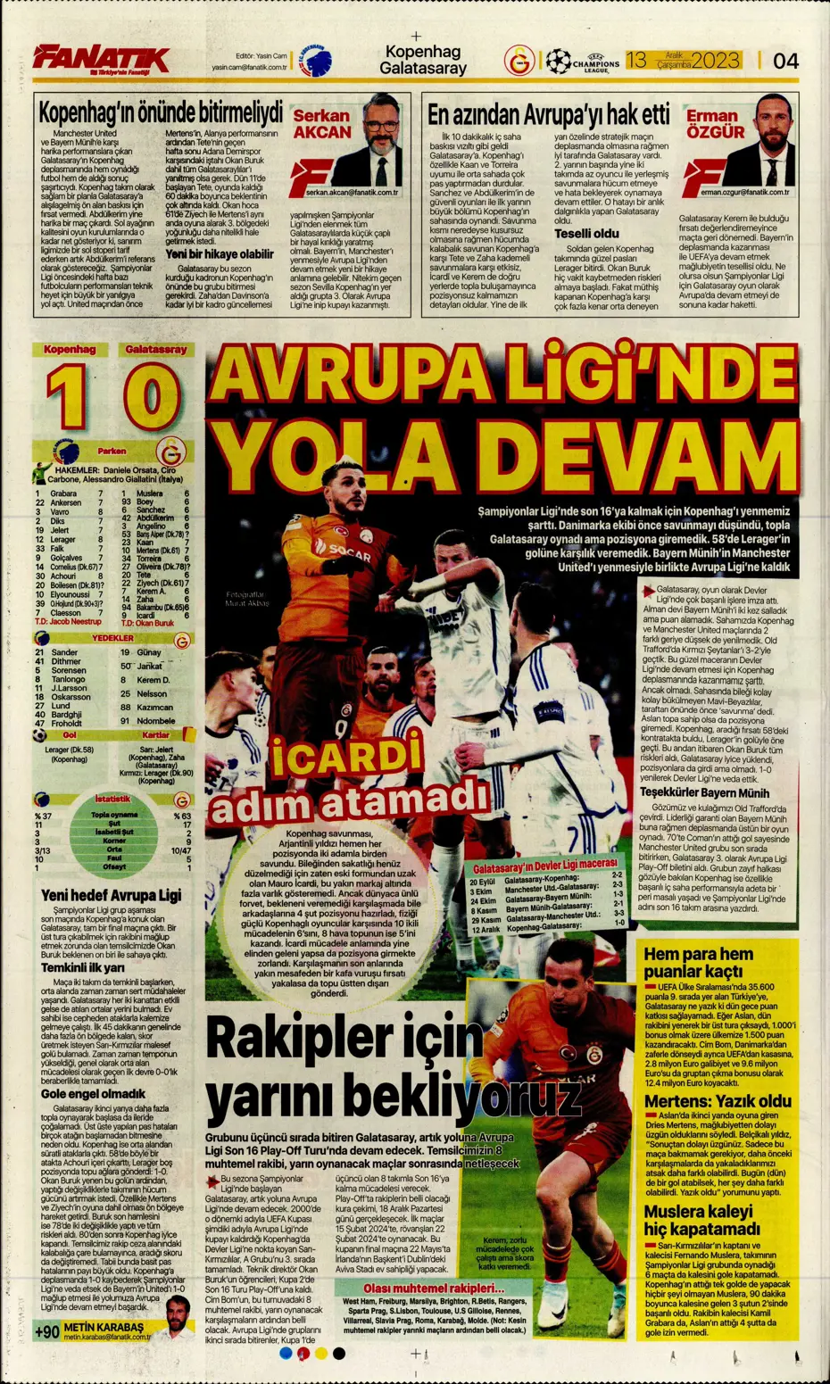 "Aslan'ın yeni yeri Avrupa Ligi" | Sporun manşetleri (13 Aralık 2023) - 5