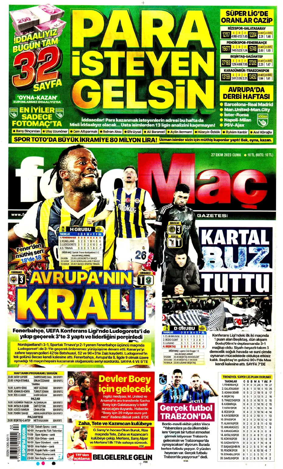"Yüzyılın Fener'i" | Sporun manşetleri (27 Ekim 2023) - 9