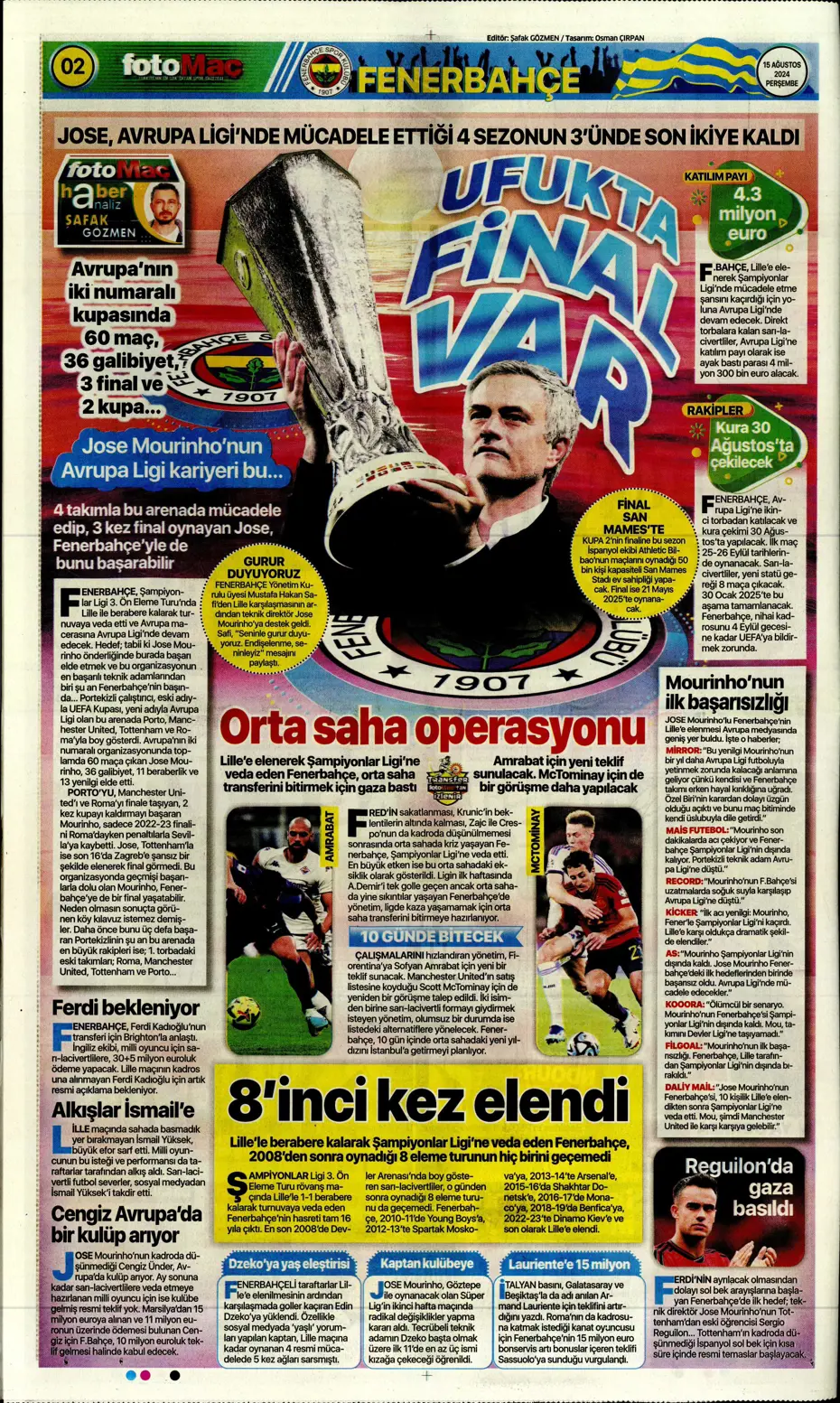 "Muci'yle yol ayrımı" | Sporun manşetleri (15 Ağustos 2024) - 12
