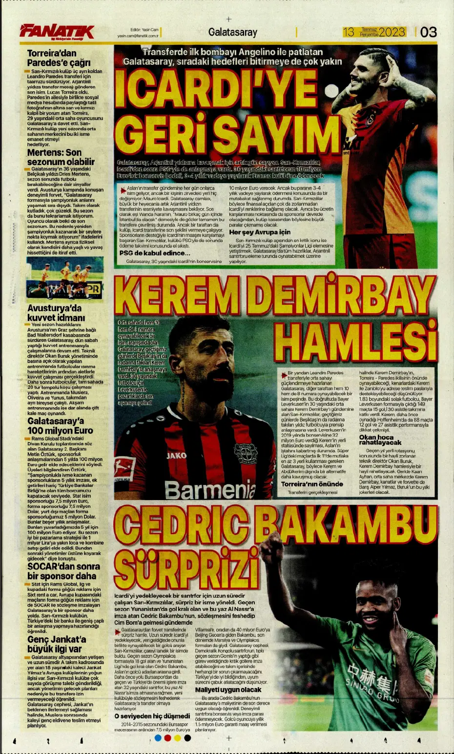 "Aslan Thiago" | Sporun manşetleri (13 Temmuz 2023) - 3