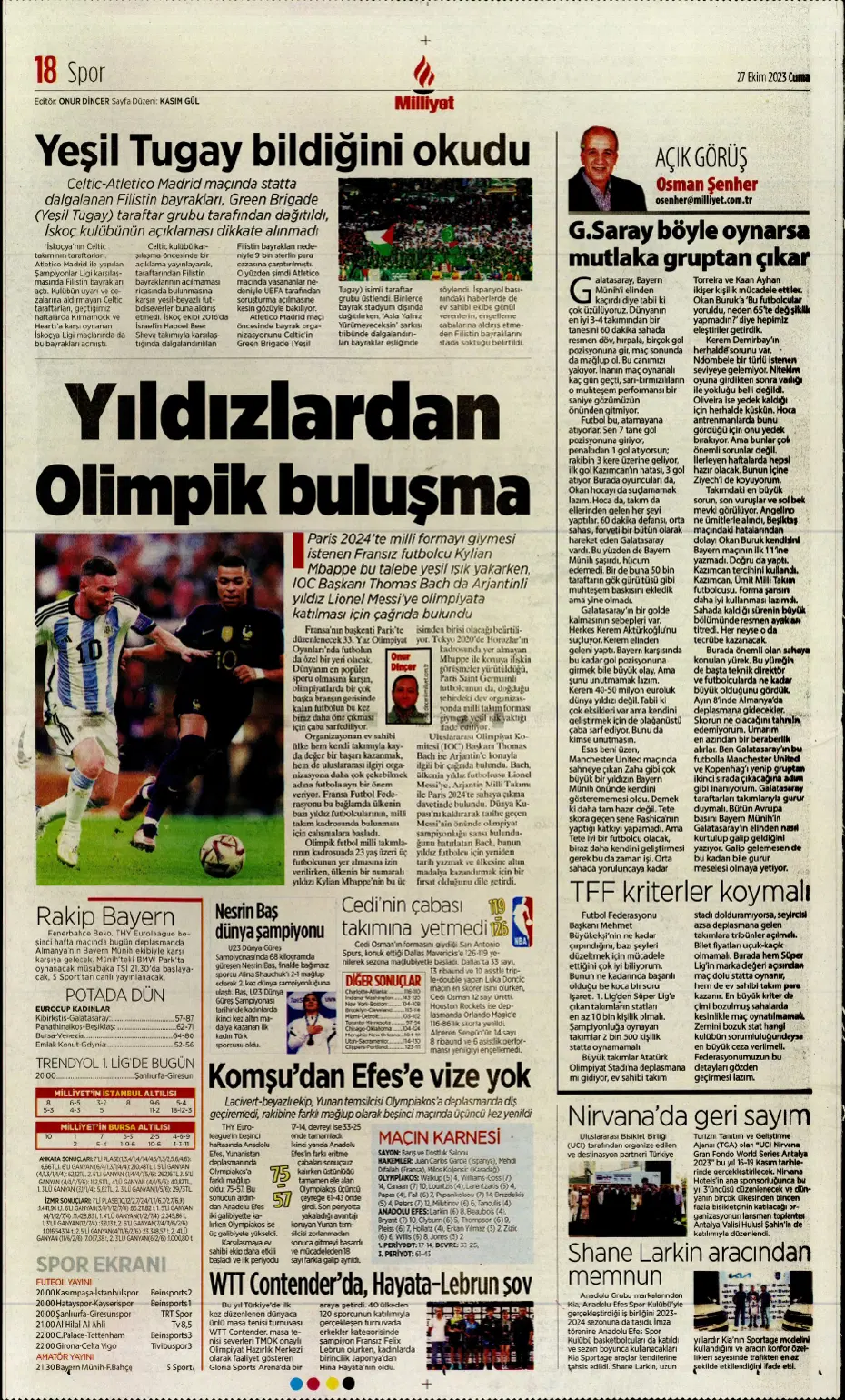 "Yüzyılın Fener'i" | Sporun manşetleri (27 Ekim 2023) - 17