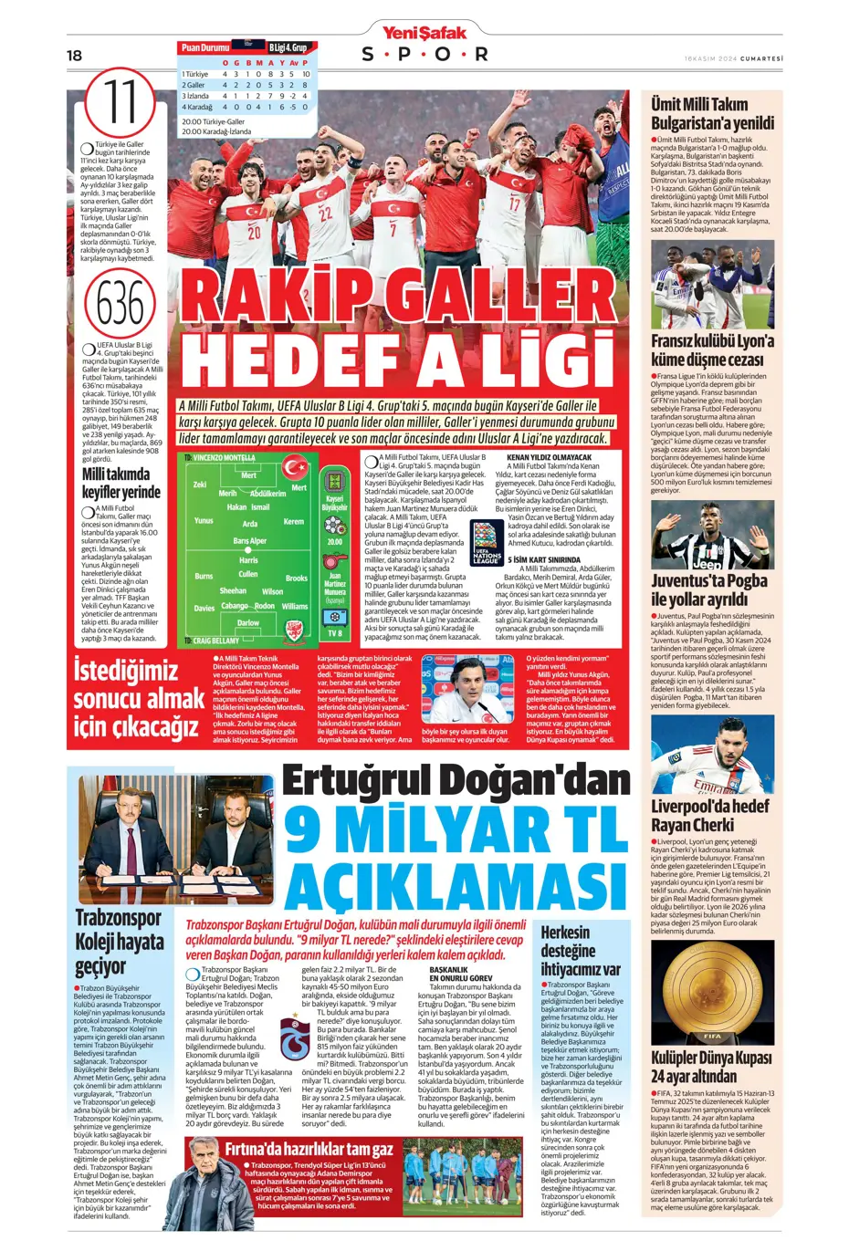 "Jorginho sürprizi" | Sporun manşetleri (16 Kasım 2024) - 25