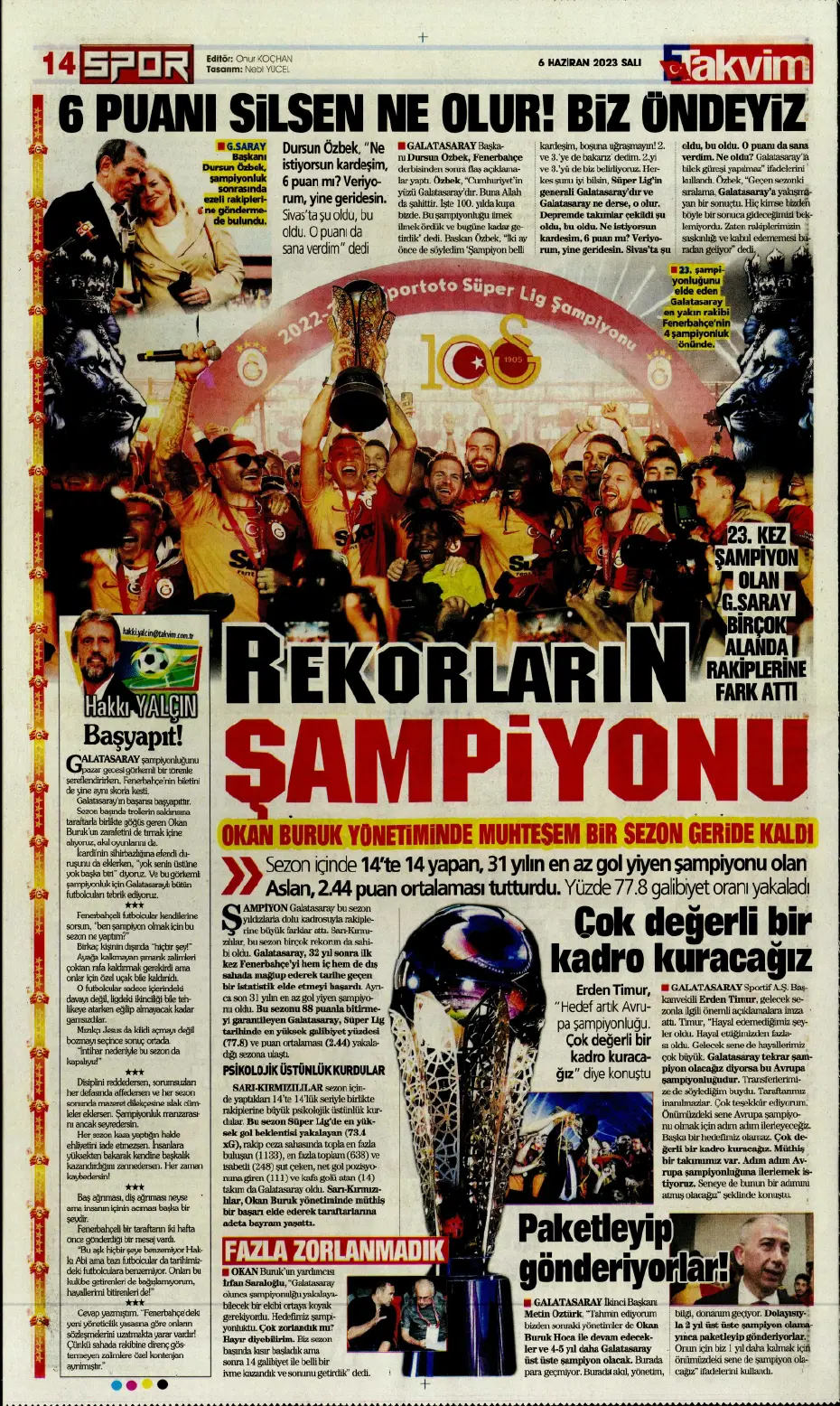 "Devler Ligi'ne süper Aslan" | Sporun manşetleri (6 Haziran 2023) - 19