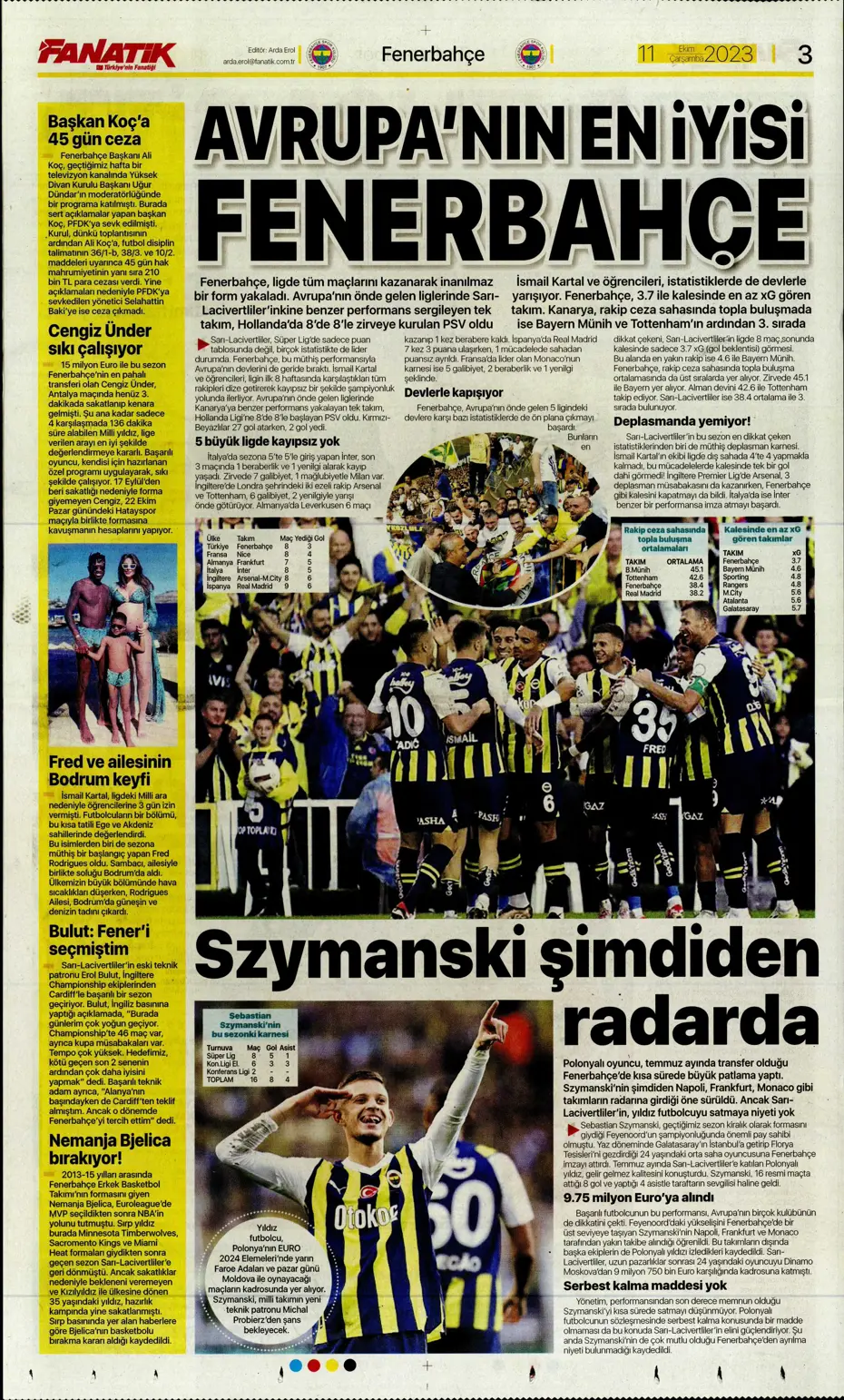 "Sergio Oliveira'ya yol göründü" | Sporun manşetleri (11 Ekim 2023) - 5