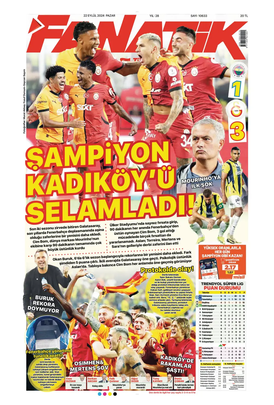 "Şampiyon Kadıköy'ü selamladı!" | Sporun manşetleri (22 Eylül 2024) - 4